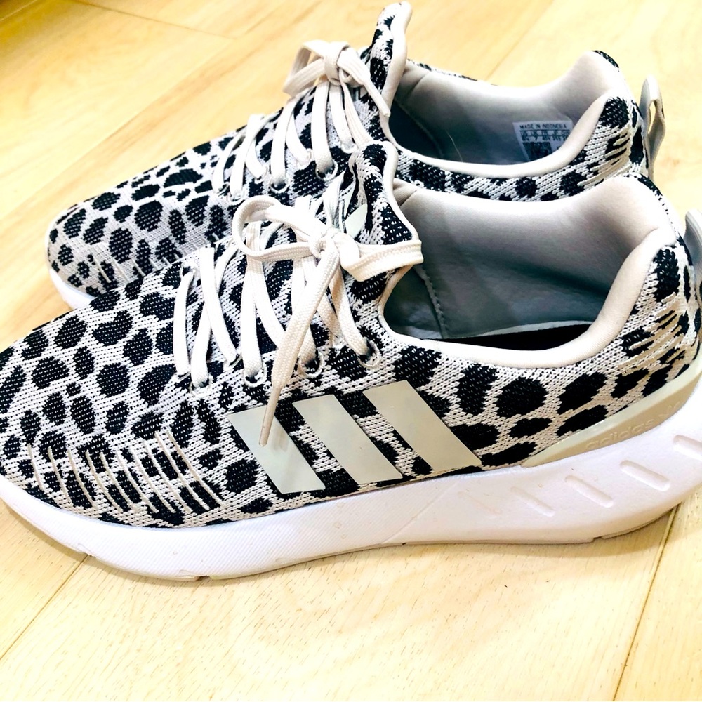 Adidas Women's Black and White Leopard Sneakers